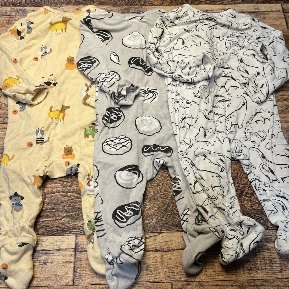 Angel Dear Bamboo Sleepers Set Unisex Baby 0-3m Halloween Dinosaurs Donuts